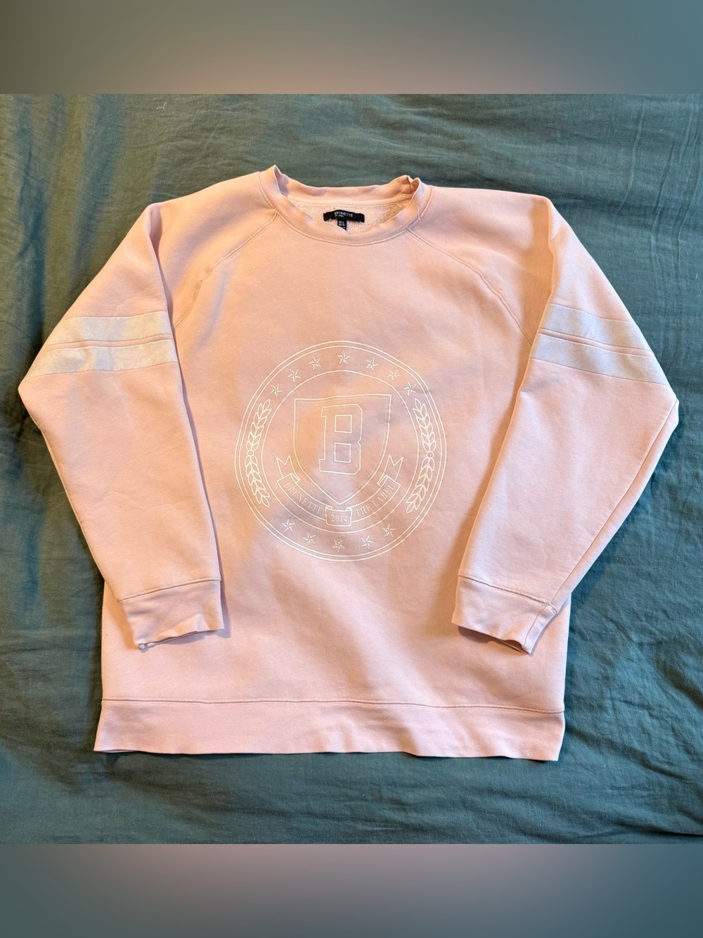 Brunette The Label Not Your Boyfriend’s Crew in Light Pink with “B” Crest M/L